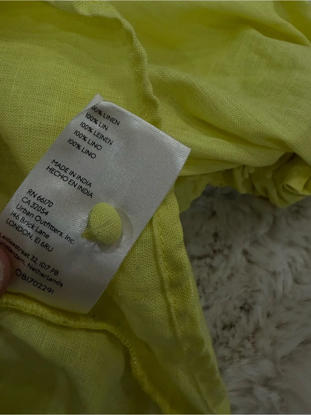 Anthropologie Maeve Linen Pale Yellow Button-Front V-Neck Blouse - Picture 8 of 10